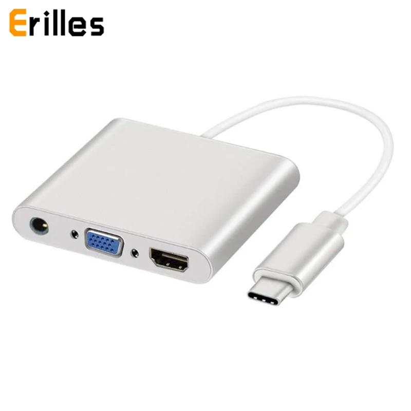 Usb type C 3 1 HDMI VGA конвертер USBC 5 мм AUX аудио разъем удлинитель концентратор 4K UHD AV