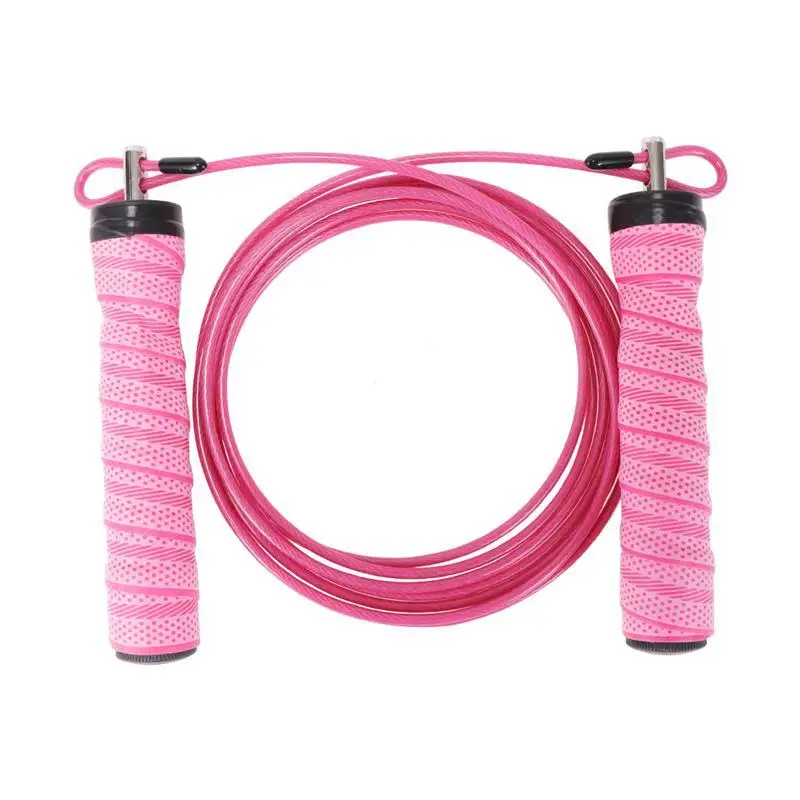 Pink Скакалка для фитнеса впитывающий пот Подшипник Скакалка удобная ручка Скакалка со стальной проволокой для занятий фитнесом - Цвет: Pink