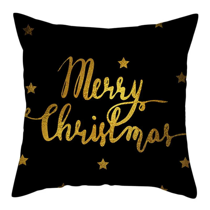 Fuwatacchi веселый рождественский черный фон наволочки для подушек с золотым принтом наволочки для подушек для домашнего дивана декоративные наволочки