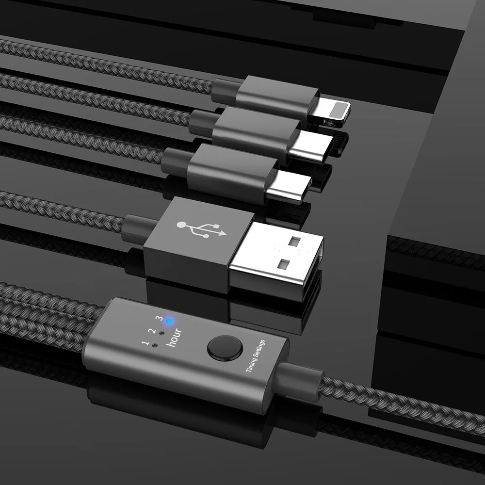 3 в 1 кабель для передачи данных зарядный кабель Typec Android smart timing один для трех линий передачи данных для Apple