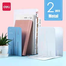Deli Metal Bookends Openwork Design Large Thick Table Creative Iron Baffle Frame Stationery Storage Books Stand Multi-function