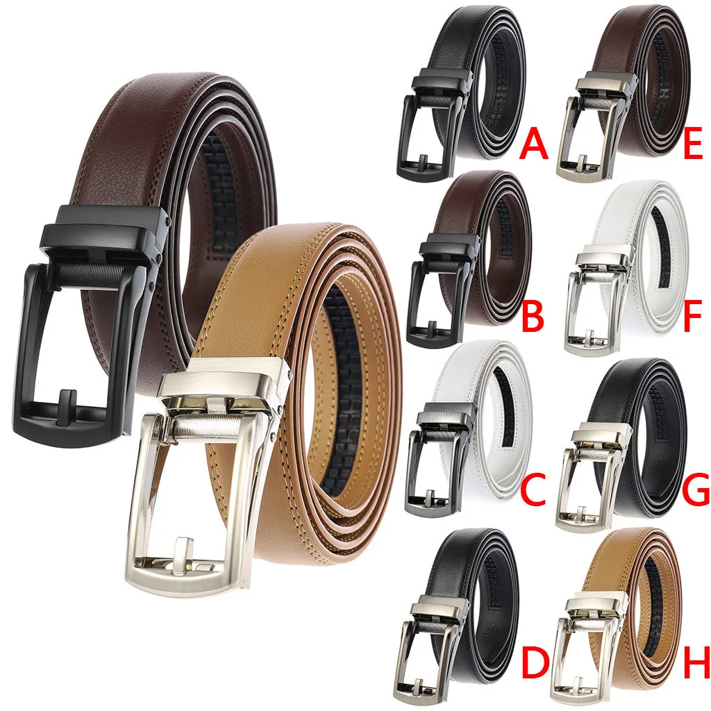 Серебряной пряжкой ремень для деловых мужчин из натуральной кожи поясной ремень Ремни пояс брюки ремень с автоматической пряжкой cinturones para mujer# ZB