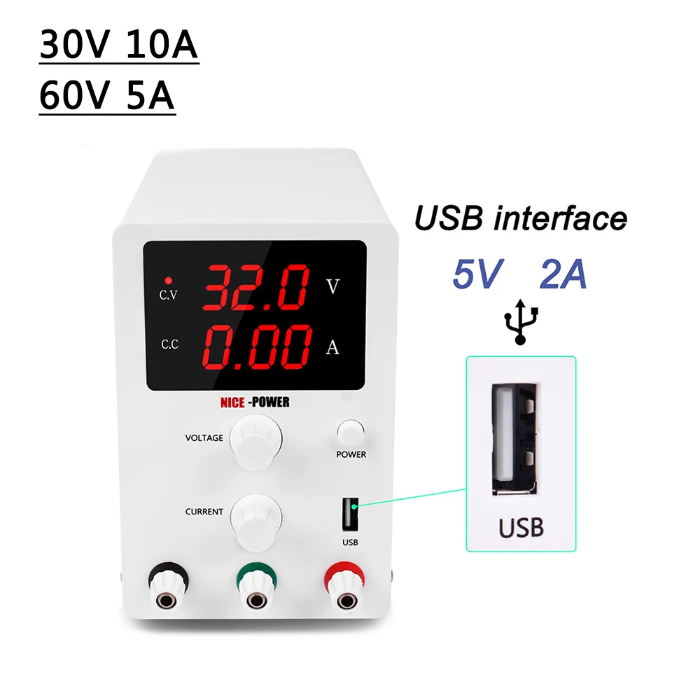 30V 10A 60V 5A белый лабораторный Dc Питание Регулируемый Высокоточный светодиодный Дисплей цифровой трансформатор тока стабилизатор