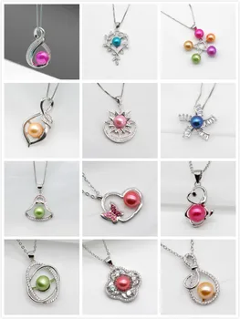 

Wholesale 5 pieces silver pendant mounts for pearl 925 Sterling silver pearl mounts Heart Star butterfly charm jewelry PB897