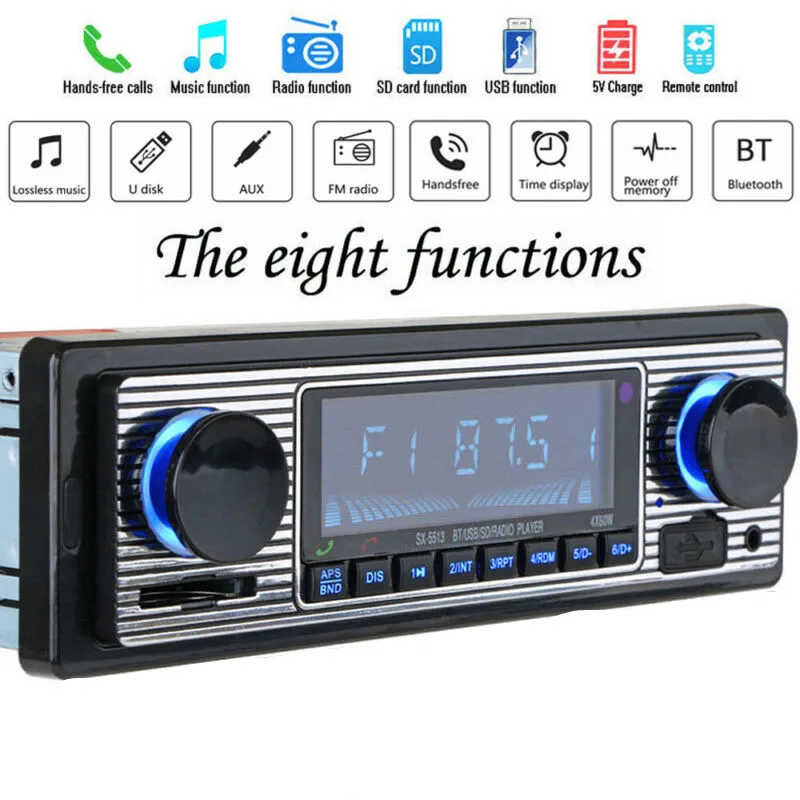 Винтажный Автомобильный Bluetooth Радио MP3-плеер Стерео USB AUX классический стерео аудио FM