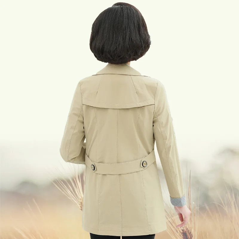 

Middle-aged Female Autumn Long-sleeved Upper Garment Middle-aged WOMEN'S Coat Suit 40-Year-Old 50 Plum Mom Autumn Outdoor Trench