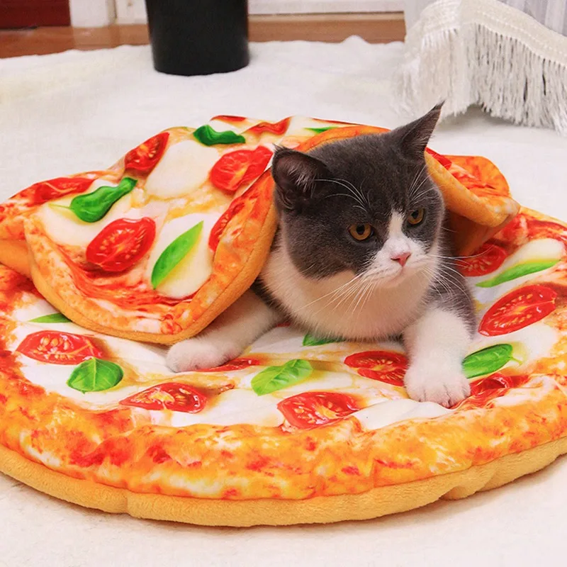 Pet Bed for Dog Cat Mat Dogs Blanket Kennel Puppy Kitten Durable Soft Toast Bread and Poached Eggs Pizza Mats Beds | Дом и сад