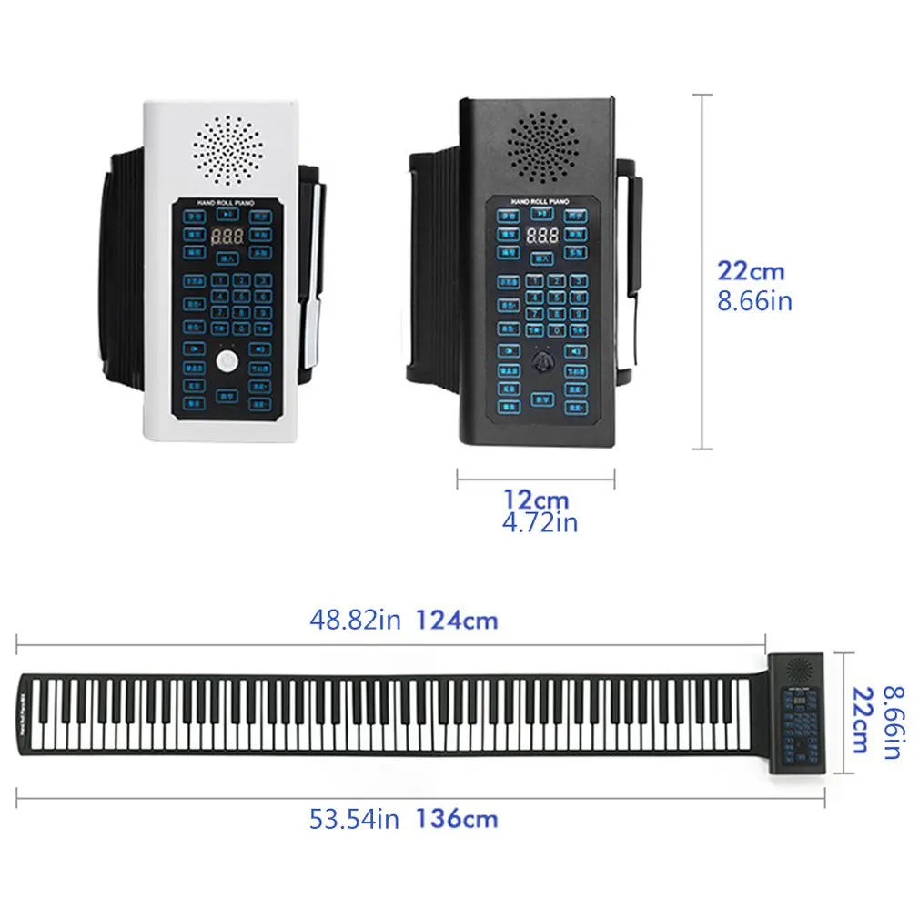 Портативный 88 клавиш USB рулон фортепиано электронное пианино силиконовая Гибкая клавиатура орган встроенный динамик с сустейн педалью