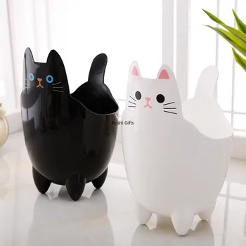 

Cute Cat Thickening Storage Bucket Sundries Stationery Small Items Cartoon Storage Desktop Trash Can Small creative furniture
