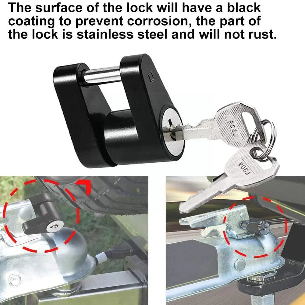 Trailer Hitch Coupler Lock Heavy-Duty Hook Lock Anti-theft Parts Padlock Coupler Security Repalcement Protector Trailer Dur G5N1