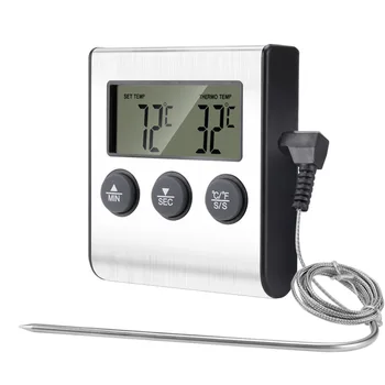 

Digital BBQ Meat Thermometer Grill Thermometer with Timer and Stainless Steel Probe Cooking Kitchen Thermometer