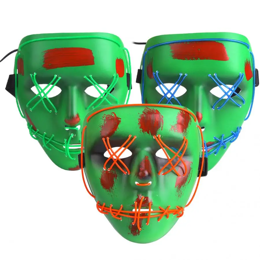 Novelty Halloween Mask Scary Clowns Masks All-Purpose Holiday Mask with LED Strips 3 Light Modes Mask Cosplay Costume Props