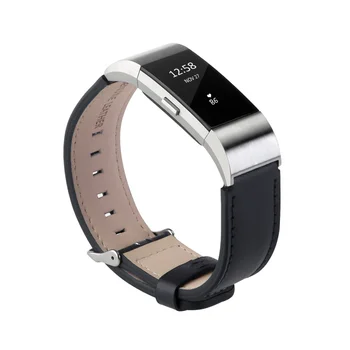 

UKCOCO Genuine Cowhide Leather Replacement Watch Straps for Fitbit Charge 2 Bands (Black)