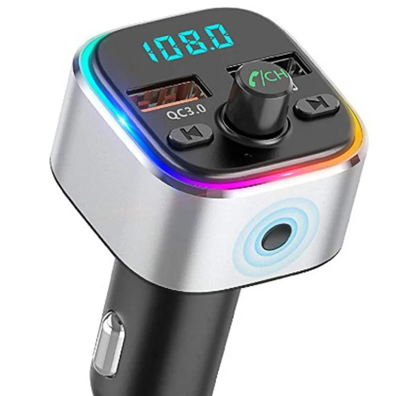 Двойной USB порт QC 3,0 Автомобильное зарядное устройство для телефона цветной светильник дисплей Автомобильный Bluetooth MP3 плеер аудио fm-передатчик Handfree вызов