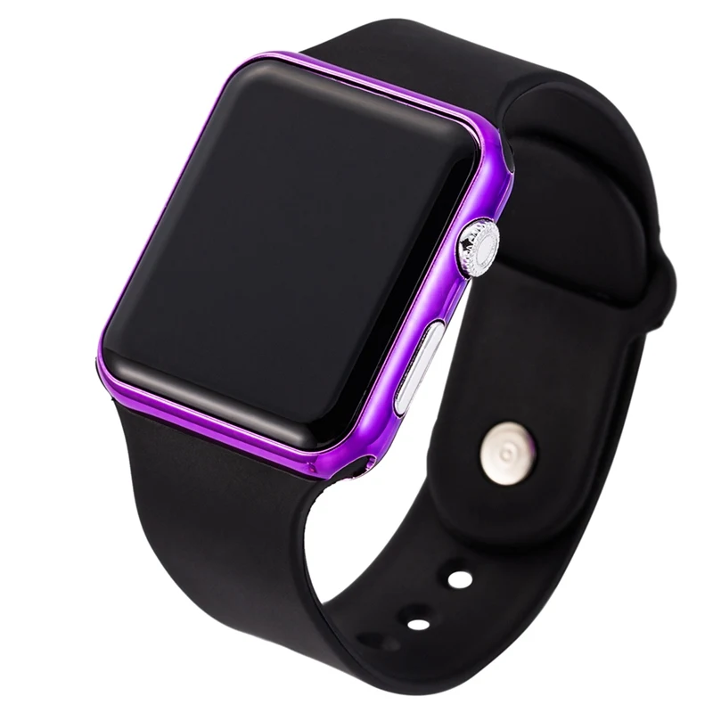 black purple Спортивные цифровые часы для женщин и мужчин, Квадратный светодиодный, силиконовые электронные часы, женские часы, часы relogio feminino, часы reloj - Цвет: black purple