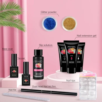 

Poly Nail Gel Kit 3PCS Nail Extension Gel Enhancement Builder Gel All-in One Nail For Manicure Gel Nails with Custom Gift Box