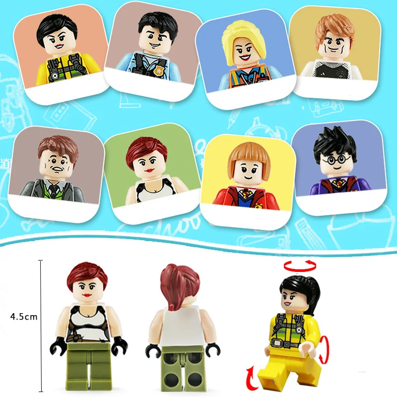 120pcs/lot Creative Mini Mixed Figures Building Blocks Bricks DIY Toys Police Soldier Occupations Mini People For Kid Child Gift