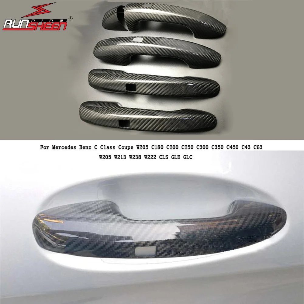 Для Mercedes Benz C Class W205 W213 W238 W222 CLS GLE GLC C180 C200 C250 углеродное волокно Авто дверные ручки отделка Чехлы для автомобиля Стайлинг