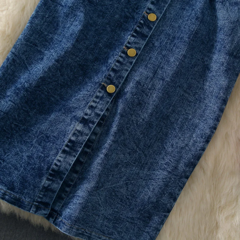 Весенне-летний женский комплект из 2 предметов, джинсовый сарафан, синее тонкое джинсовое платье Sunspender, повседневные однобортные джинсовые платья Vestidos