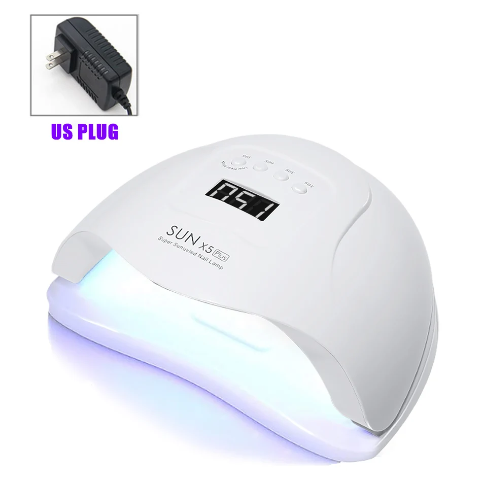 White (US Plug) SUN X5 Plus УФ светодиодный Сушилка для ногтей 80 Вт Гель-лак отверждаемая лампа с нижним таймером ЖК-дисплей быстросохнущая лампа для ногтей маникюрные инструменты - Цвет: White (US Plug)