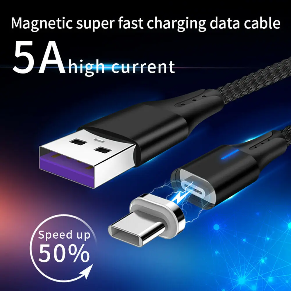 Магнитный USB C зарядный кабель 5A type C супер быстрый зарядный кабель передачи данных для huawei P20 Lite Plus mate 20 Pro Honor 10