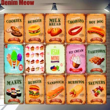 Веганское меню винтажные металлические жестяные вывески Burritos испанский Chorizo плакат Паб Бар Ресторан украшения американские печенье Настенный декор