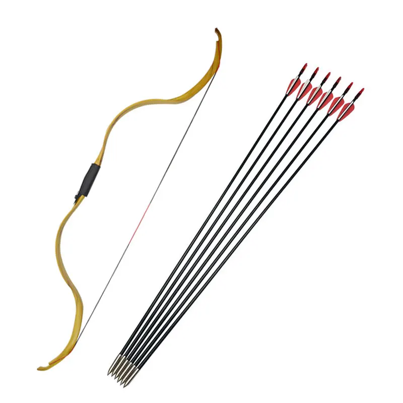 25lbsBow 6pcs Arrow 20-30lbs стрельба из лука традиционный изогнутый лук и Стрела набор Стекловолоконная стрела Съемный Лук стояк длинный лук охотничья стрельба аксессуары - Цвет: 25lbsBow 6pcs Arrow