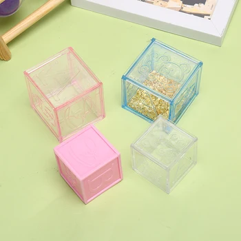

1PCS Plastic Hollow Cube Transparent Plastic Gift Cookie Candy Box Jewelry Display