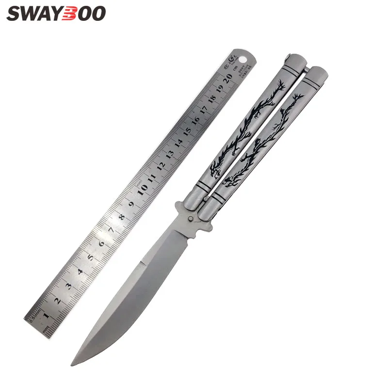 Складной нож бабочка Swayboo 440C модный тренировочный резец со стальным рисунком