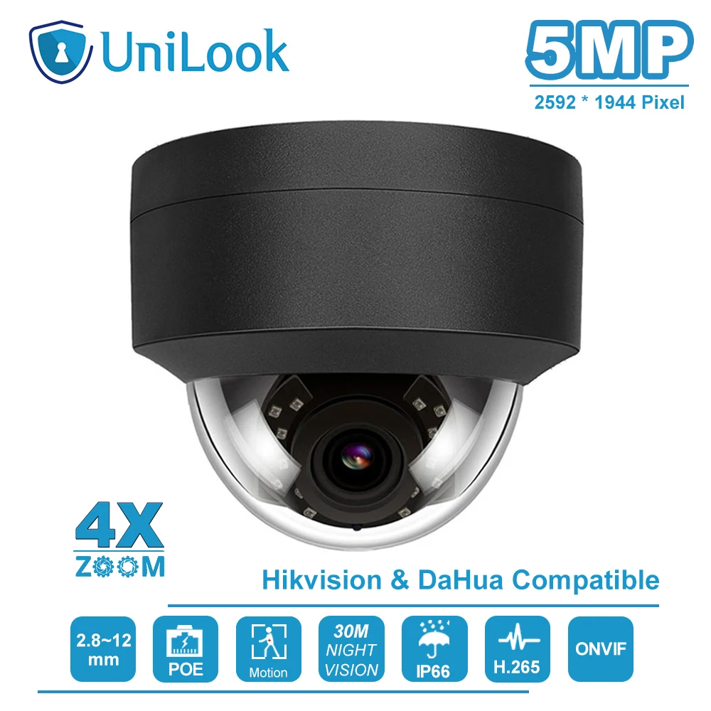 UniLook(Совместимость с Hikvision) 5MP 4X Zoom POE ip-камера для дома/улицы безопасности H.265 CCTV видеонаблюдения ONVIF IP66