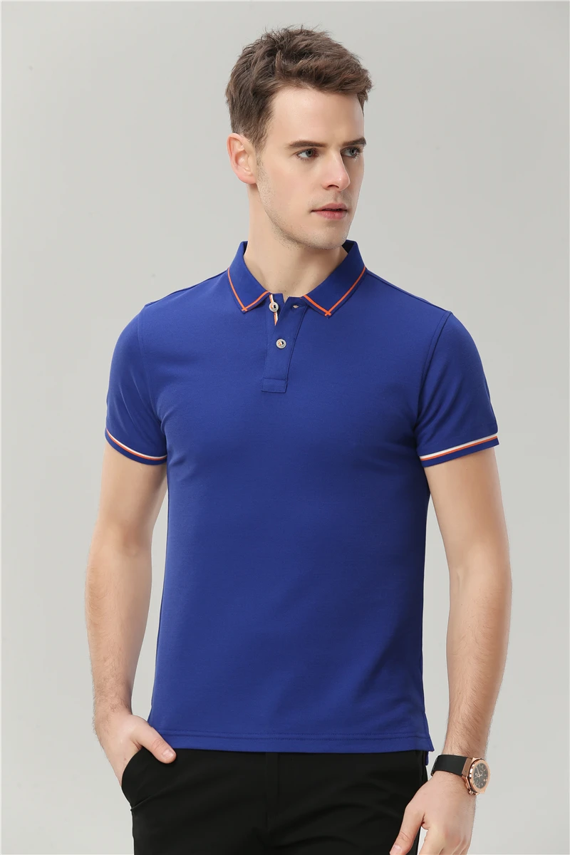 blue Футболка Поло Homme Джерси Топы летние праздничные приморские мужские рубашки поло модные рубашки поло на пуговицах с коротким рукавом - Цвет: blue