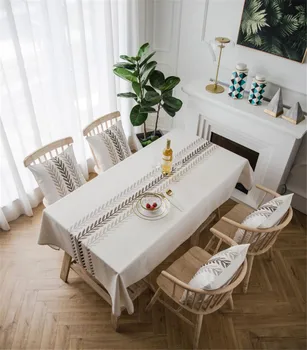 

Tablecloth Heavy Weight Cotton Linen Fabric Dust-Proof Table Cover for Kitchen Dinning Tabletop Decoration Rectangle D260