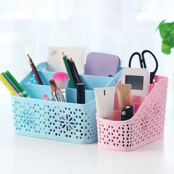

New Multi-Part Office Desk Top Storage Box Plastic Sundries Storage Rack Home Office Storage Pen Pencil Remote Control Holder