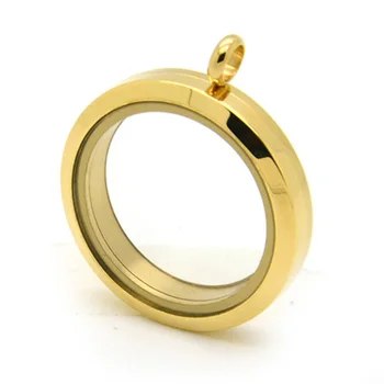 

Waterproof ! 30mm Gold Round Screw Stainless Steel Floating Locket Pendant Floating Charms Memory Locket 10Pcs/lot