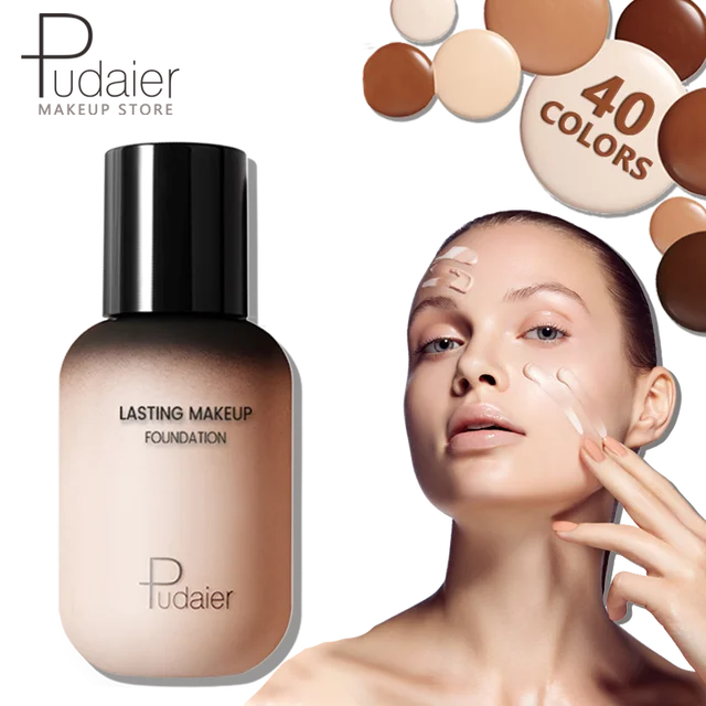 Pudaier 40 Colors Liquid Foundation Cream For Face Concealer Matte Female Makeup Base Waterproof Long Lasting