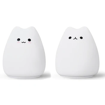 

Hot 2Pcs Mini Cute Cartoon Cat Shaped Pat Light Lamp Soft Silicone Nightlight for Kids Toy Gifts Room Decor(Popular Cat&Stay Cut