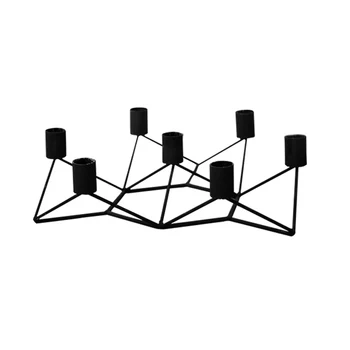 

Black Metal 7 Arm Candlestick Holder Set Modern Home Decoration for Taper Candles Romantic Wedding Creative Geometry