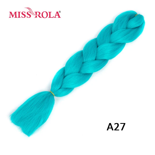 Miss Rola Synthetic Support Wholesale 100g 24 Inch Jumbo BraidsPink Green Yellow High Temperature Fiber Ombre Hair Extensions A27