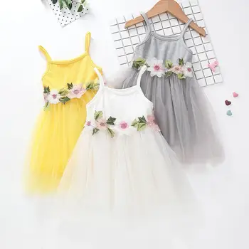

Girls dress 2019 new summmer clothes Toddler Kids Baby Girl Floral Princess Party Strap Tulle Dresses Casual Clothes for 2-6Y