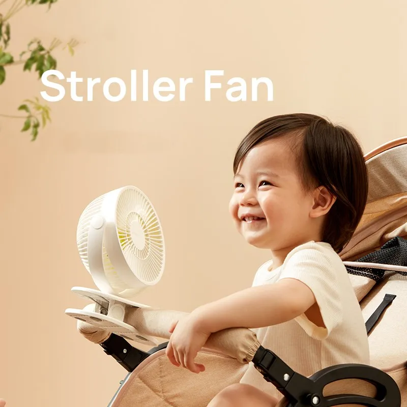 

Mini Mute Clip Fan Rechargeable Silent 4 Blades Baby Stroller Fans Portable Air Cooling 3 Speeds Desk USB Fan with USB Output