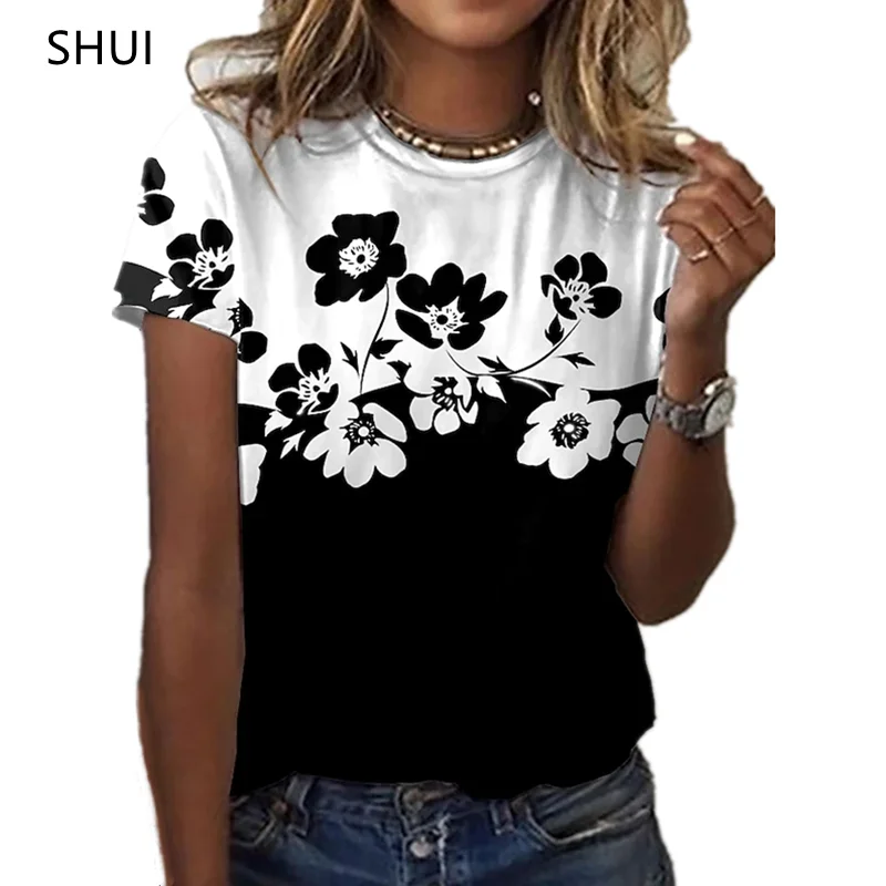 MUSIC T SHIRT Sexy Fashion Ladies T-shirt 2021 New Summer Loose Women's Floral Print XL Top 3D Printed Abstract Pattern Lovely long sleeve t shirts