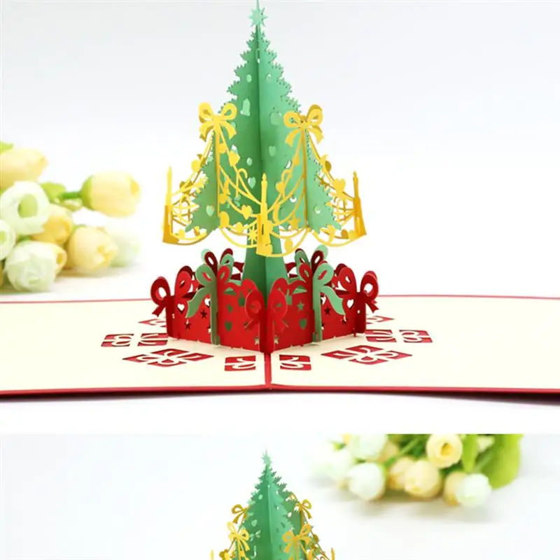  Fashion Merry Christmas Card Colorful Printed 3D Christmas Tree Pattern Greeting Card Invitation Ca - 4.00031E+12
