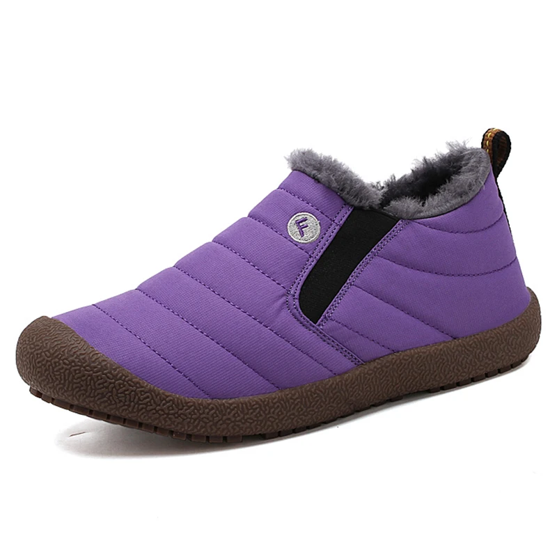 6822purple Мужские ботинки анти-скольжения кожаной обуви Для мужчин популярные удобные Демисезонный Мужская обувь короткие плюшевые ботильоны на зиму прочная, долговечная подошва - Цвет: 6822purple