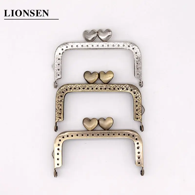 Frame-Handle Clasp-Lock Hardware Metal Purse Square Bag-Accessory Clutch-Bag Silver Coin-Kiss