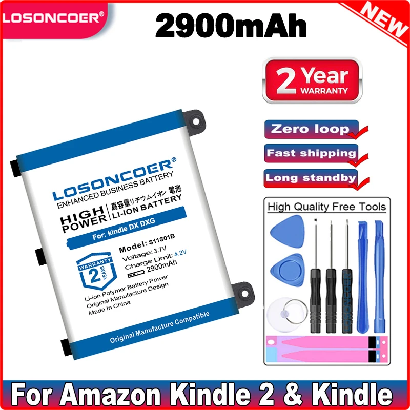 Аккумуляторы LOSONCOER S11S01B 2900 мАч для Amazon kindle 2 DX DXG S11S01A 170-1012-00 B003B0A294563B74 D00701 | Мобильные