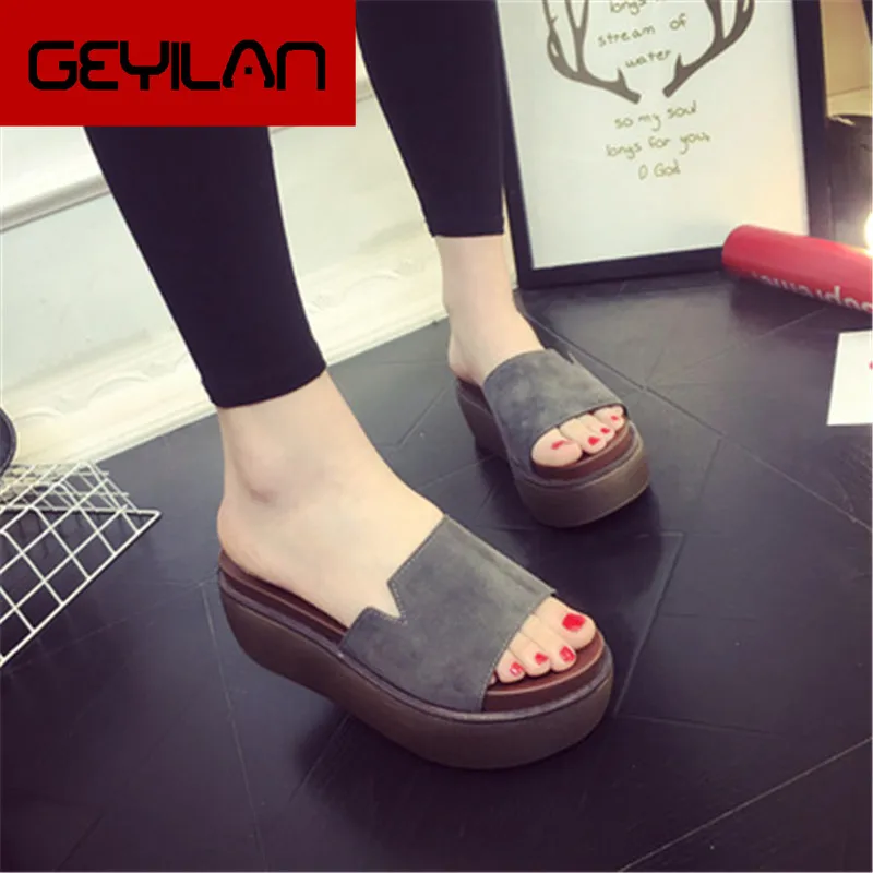 

2019 Summer Woman Shoes Platform bath slippers Wedge Beach Flip Flops High Heel sandal For Women Brand Black EVA Ladies Shoes