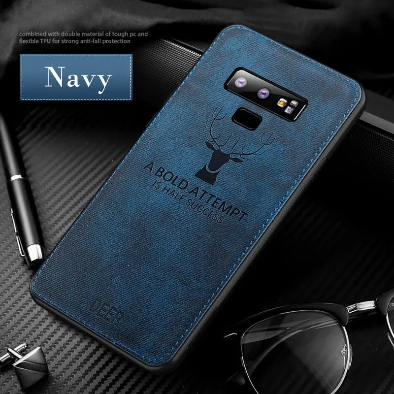 Чехол для samsung A7 A9 A6 A8 Plus, тонкий тканевый чехол с рисунком оленя, мягкий чехол для Galaxy Note 9, 8, S9, S8 Plus, S7 Edge - Цвет: Blue