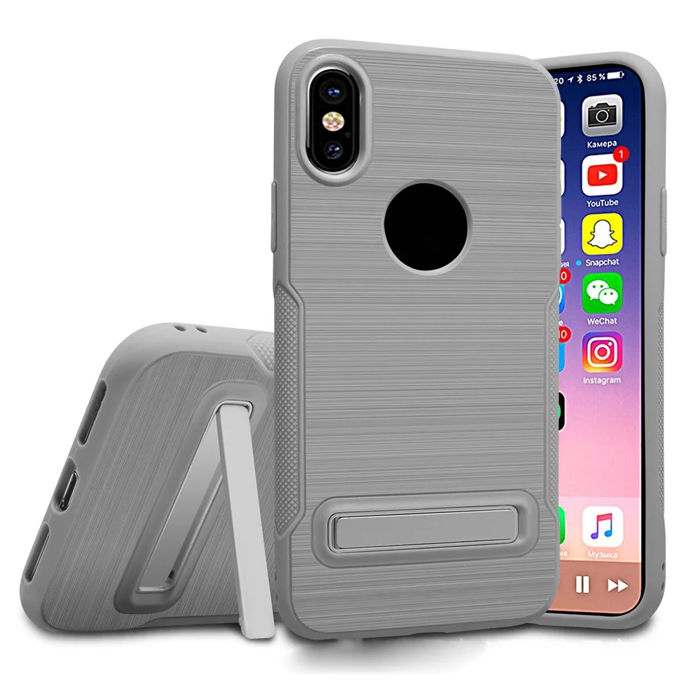 Чехол-подставка из матового углеродного волокна, ТПУ, для iPhone 7 Plus, 8 Plus, 6, 7, 8 Plus, для iPhone X, чехол