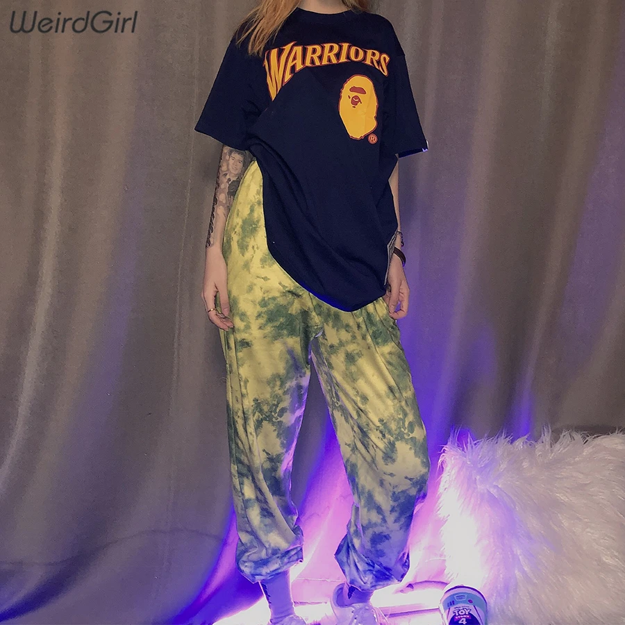 Weirdgirl, женские цветные штаны с завязками, длинные штаны-шаровары, штаны в стиле хип-хоп с высокой талией, спортивные штаны, брюки, уличная одежда, Новинка осени