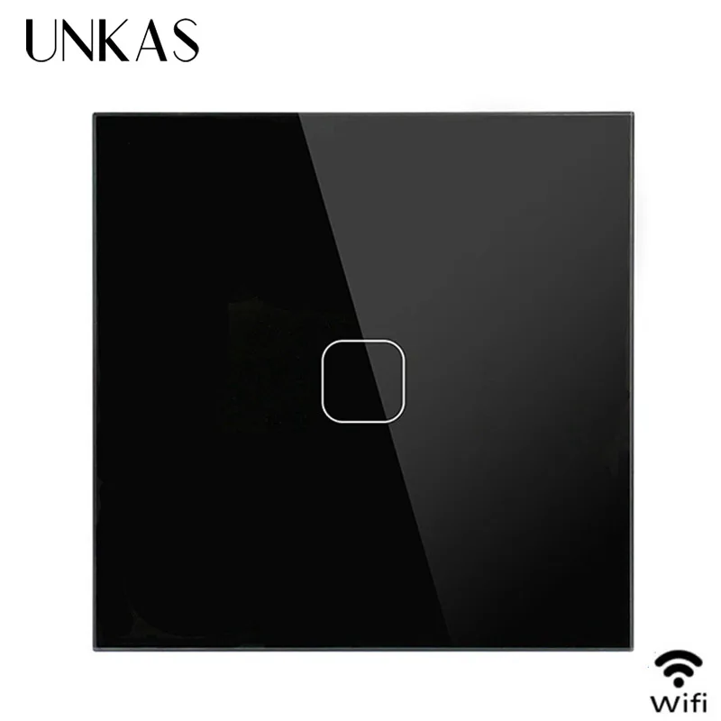 

UNKAS EU/UK WIFI Smart Touch Switch APP Wireless Remote Light Wall Switch Crystal Glass Panel Works With Alexa / Google Home